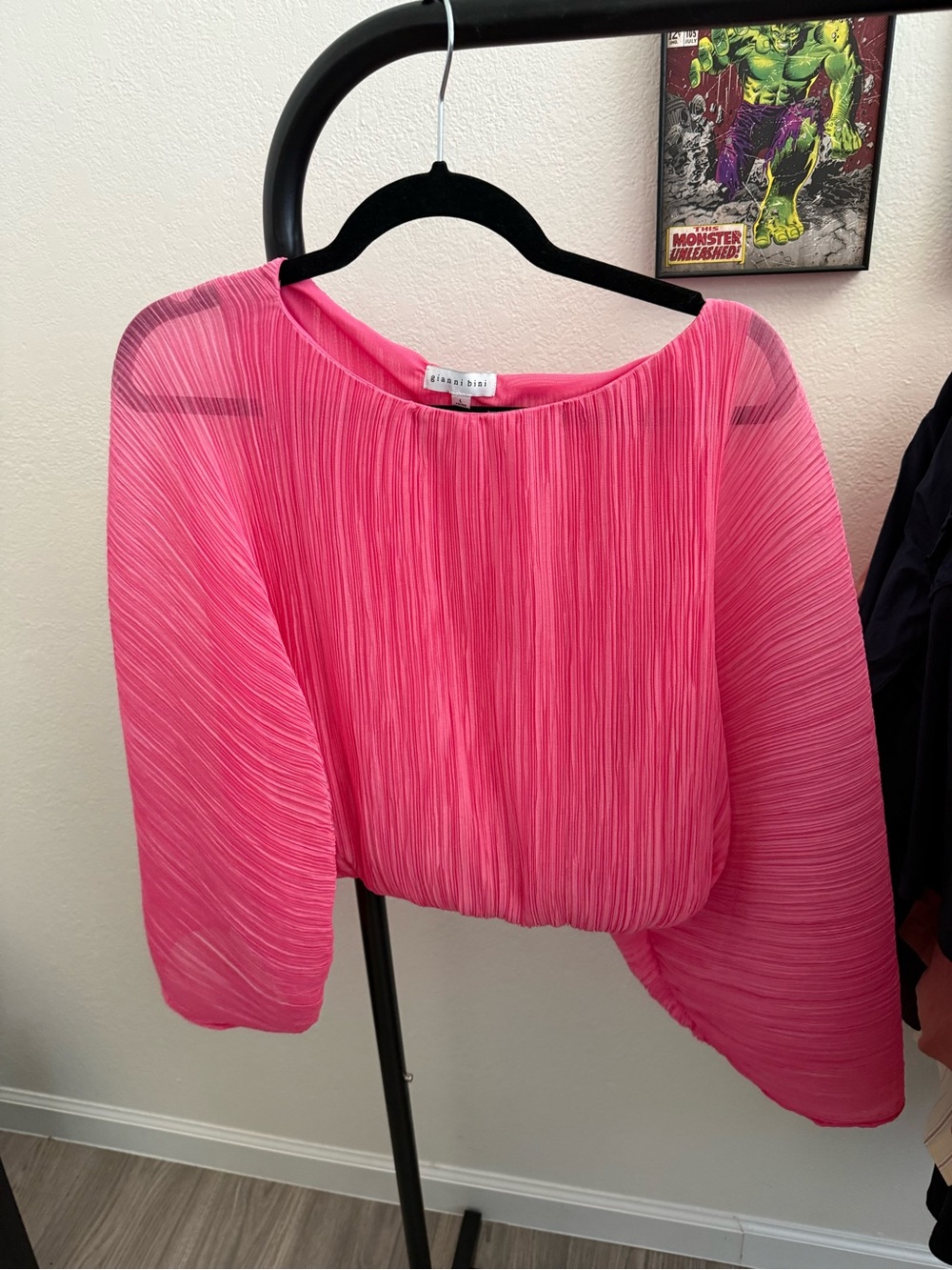 Gianni Bini Hot Pink Pleated Blouse